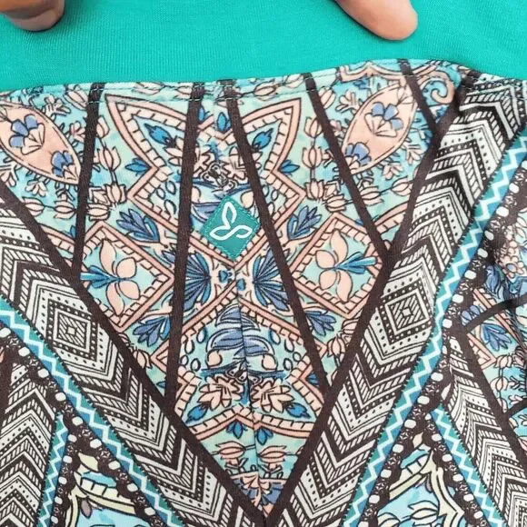 PrAna Women's Knit Quinn Dress Built In Bra Geometric Turquoise Small S - Picture 3 of 7